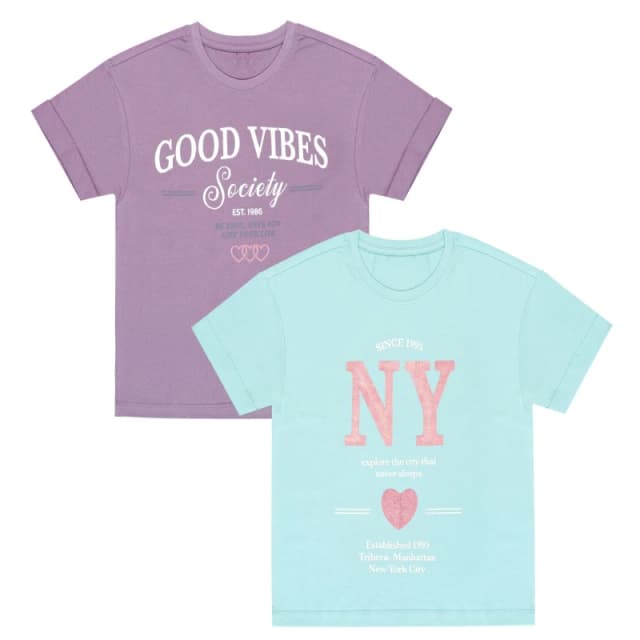 Miso Good Vibe 2 Pack T-Shirts Juniors - Multi Multi 6 - 7 Years