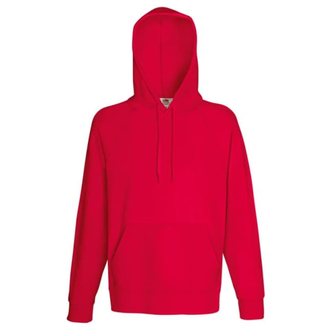 Fruit Of The Loom Fruit of the Loom Men Lightweight Hooded Sweatshirt Hoodie (240 GSM) in Red Size: Small Red S Male 5054171168224