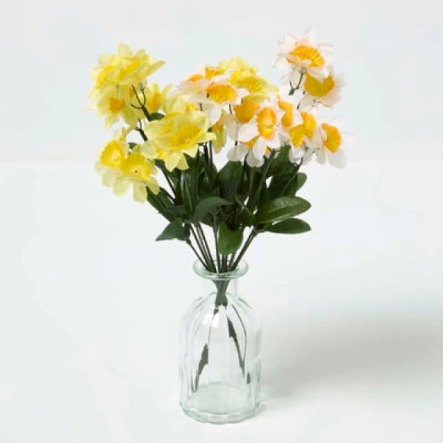 Homescapes Set Of 2 Yellow And White Daffodil Spray Single Stems