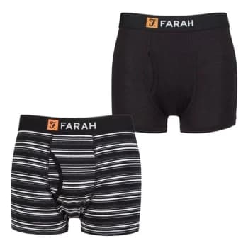 Farah 2 Pack Striped Cotton Keyhole Trunks Mens - Black