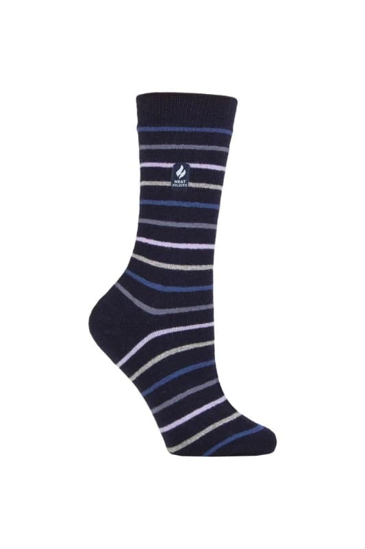 SOCKSHOP Heat Holders 1 Pair 1.0 TOG Ultralite Striped, Argyle & Patterned Socks Navy