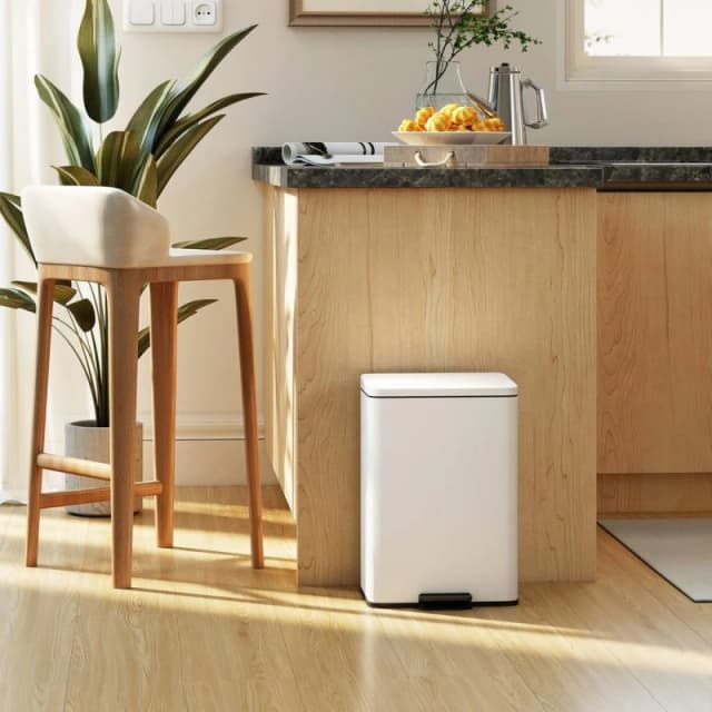 HOMCOM HOMCOM Pedal Bin with Soft-Close Lid, 20L Kitchen Bin for Home, Cream Cream One Size Unisex 5063603271586