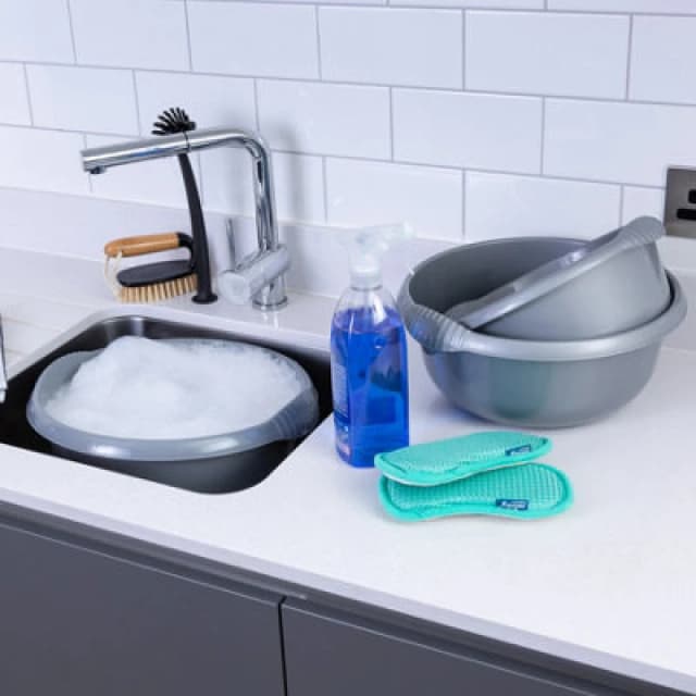 Wham 3 Piece Casa Multi-Functional Round Plastic Bowl Set Silver (28Cm, 32Cm & 36Cm Bowls)