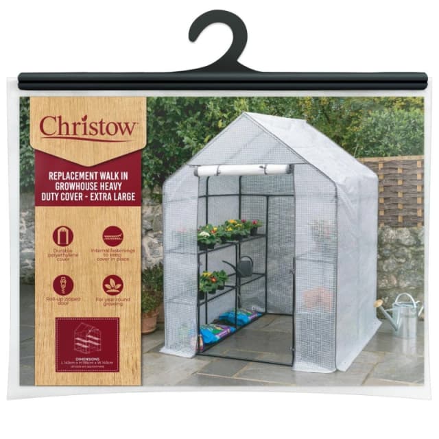 Christow Large Walk In Greenhouse Replacement Cover Grow House Protector - COVER ONLY Clear
