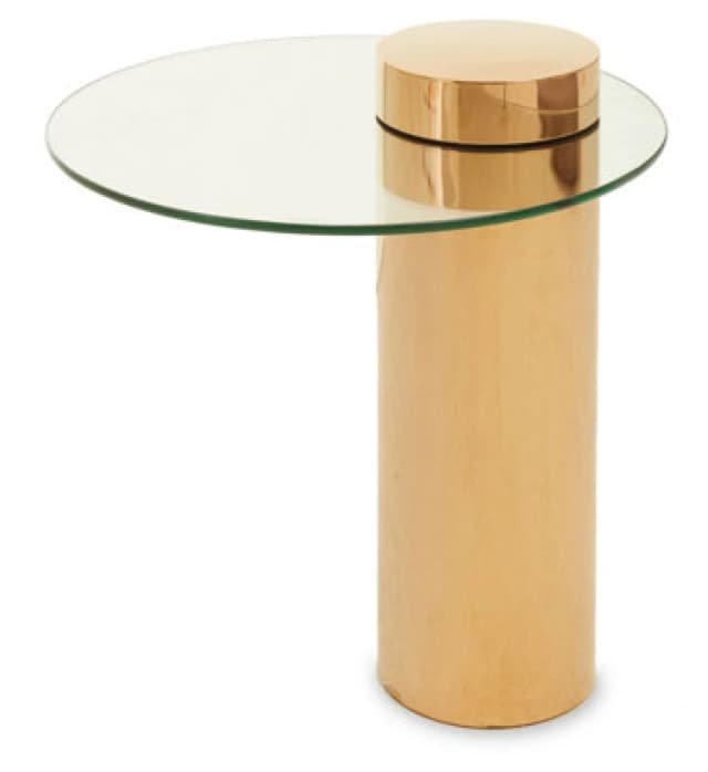 Premier Housewares Clear Glass Rose Gold Base Side Table, Stylish and Modern Round Accent Table for Living Room and Hallway Gold