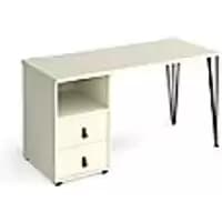 Rectangular Hairpin Desk White Drawers Wood/Metal Hairpin Legs Black Tikal 1400 x 600 x 730mm