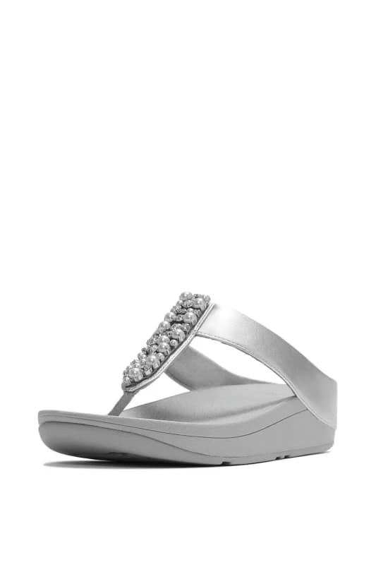 FitFlop Womens Fino Toe-Post Sandals in Silver Size: 4 Silver Female 4