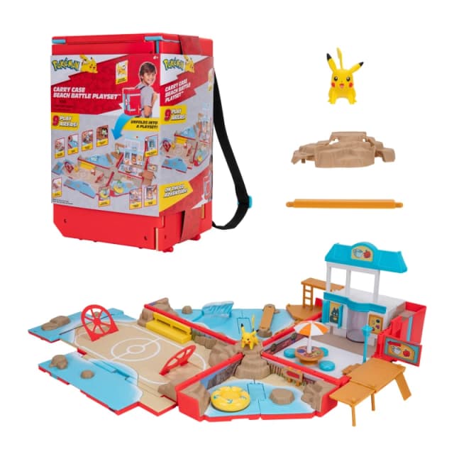 Pokemon Carry Case Beach Battle Playset - Portable Transforming Backpack Playset