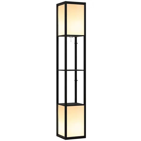 Floor Lamp with Shelves and Dual Light Standing Lamp for Living Room