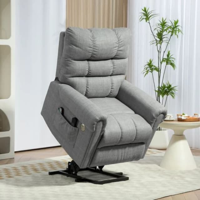 HOMCOM Power Lift Recliner Chair for Elderly w/ Massage and Heat Grey 713-170V70GY