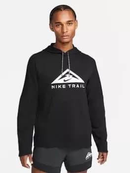 Nike Run Trail Logo Pullover Hoodie - Black Size M Men
