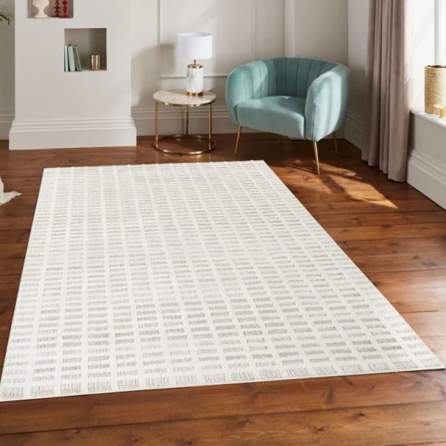 Mabel Modern Contemporary Living Room Area Rug - Abstract Seamless Geometric Design Stone-Grid 200X290 Cm