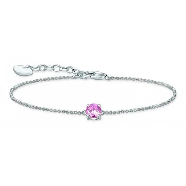Thomas Sabo Sterling Silver Basics Pink Zirconia Bracelet A2156-051-9-
