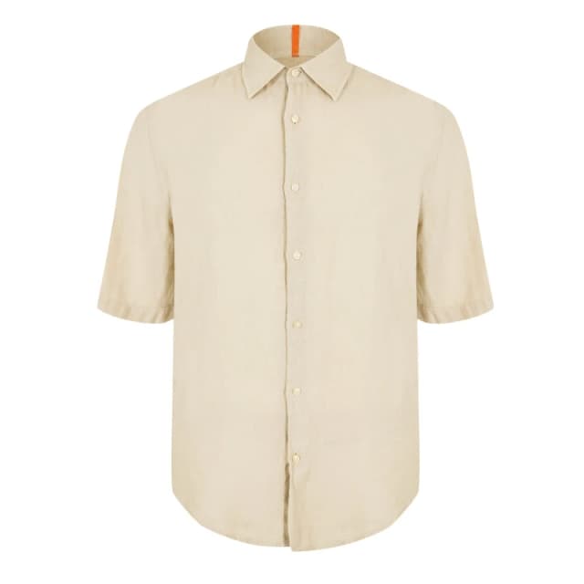 Boss Mens Short Sleeve Shirt Light Beige male XS