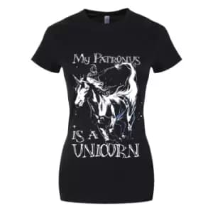 Grindstore My Patronus Is A Unicorn Ladies T-Shirt (Extra Large) (Black)