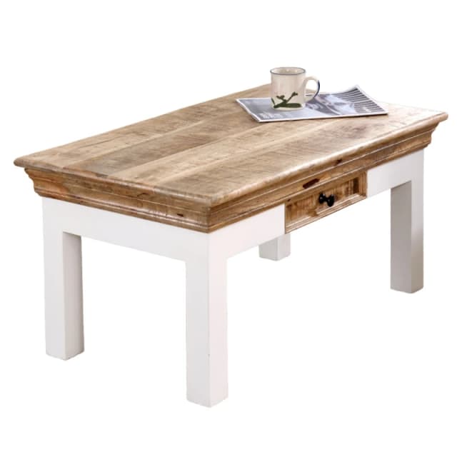 Indian Hub Alfie Coffee Table With Drawer Solid Mango Wood