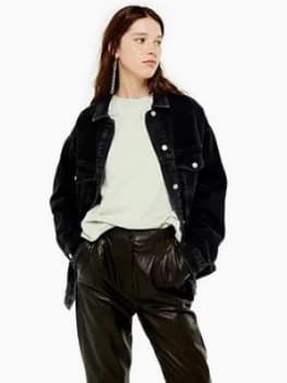 Topshop Oversized Denim Jacket - Black