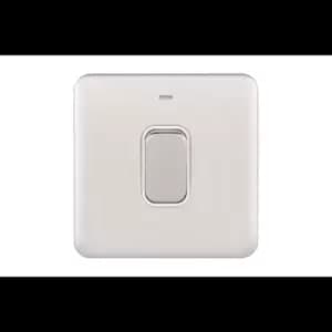 Schneider Electric Lisse Screwless Deco - Single Light Switch, Double Pole, with Neon Indicator, 50A, GGBL4011WSS, Stainless Steel with White Insert