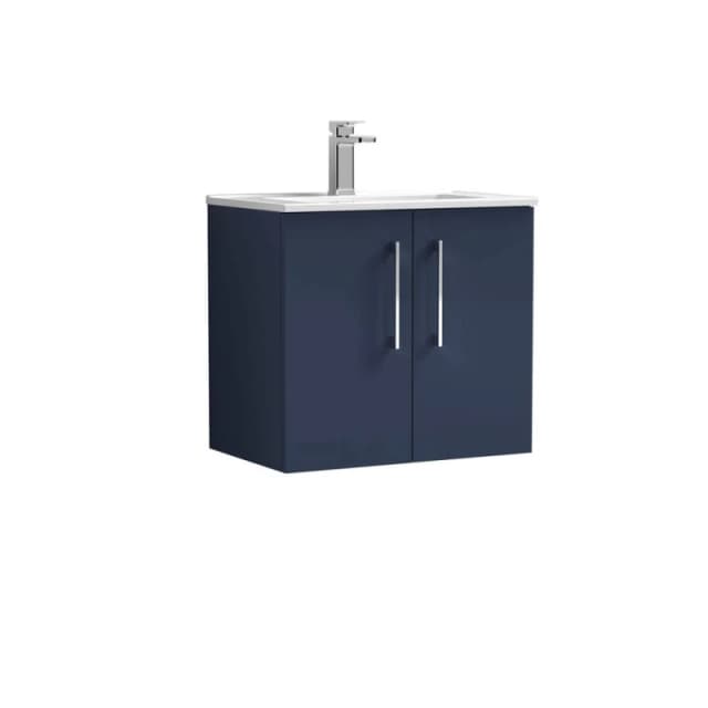 Balterley Bathroom 2 Soft Close Door, Wall Hung Vanity Unit Basin, Blue, 600mm in Blue Blue Unisex