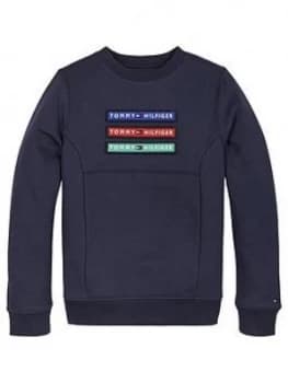 Tommy Hilfiger Boys Multi Badge Velcro Sweatshirt - Navy