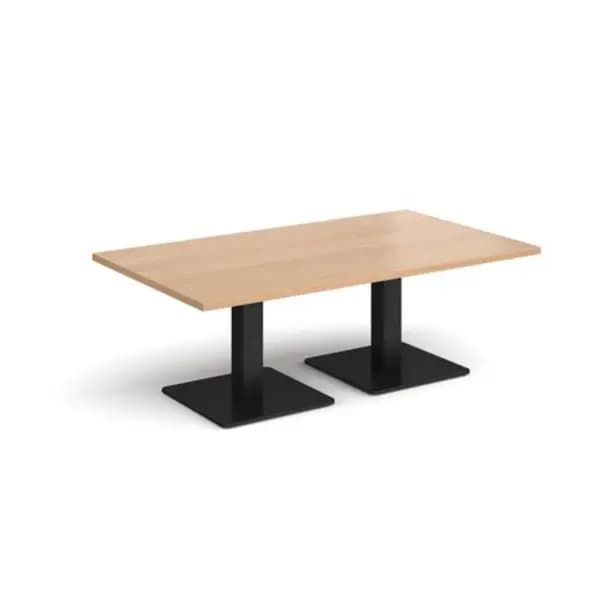 Brescia Brescia rectangular coffee table with flat square Black bases 1400mm x 800mm - beech Beech BCR1400-K-B
