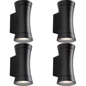 4 PACK Up & Down Twin Convex Wall Light - 2 x 20W GU10 Reflector - IP44 Rated