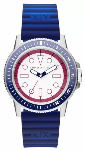 Armani Exchange AX1859 Mens White Dial Blue Silicone Watch