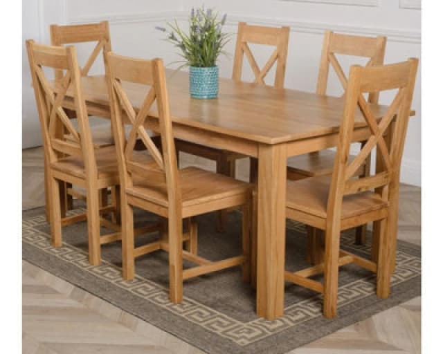 Thats Furniture Oslo 180 x 90cm Large Oak Dining Table & 6 Berkeley Chairs in Brown Brown Unisex 180 x 90 cm