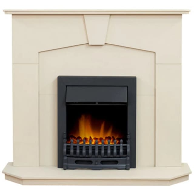 Adam Abbey Fireplace In Stone Effect With Blenheim Electric Fire In Black, 48 Inch
