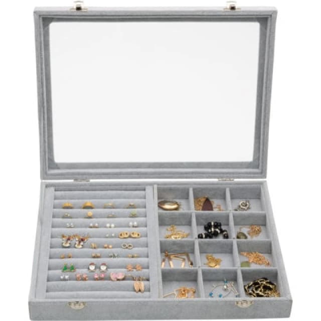Sasha Morel Jewellery Box Storage Organiser 12 Grid Earrings Rings Display Case