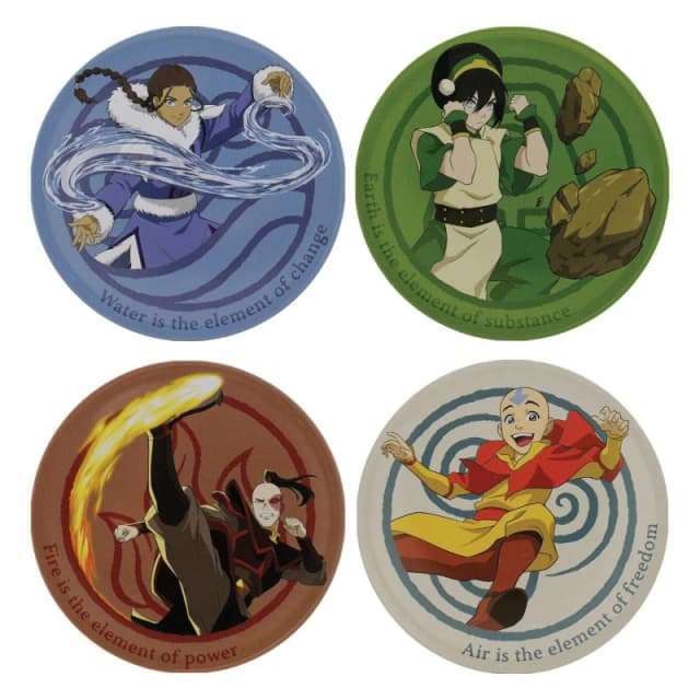 Avatar: The Last Airbender Set of 4 Embossed Metal Coasters Multi unisex