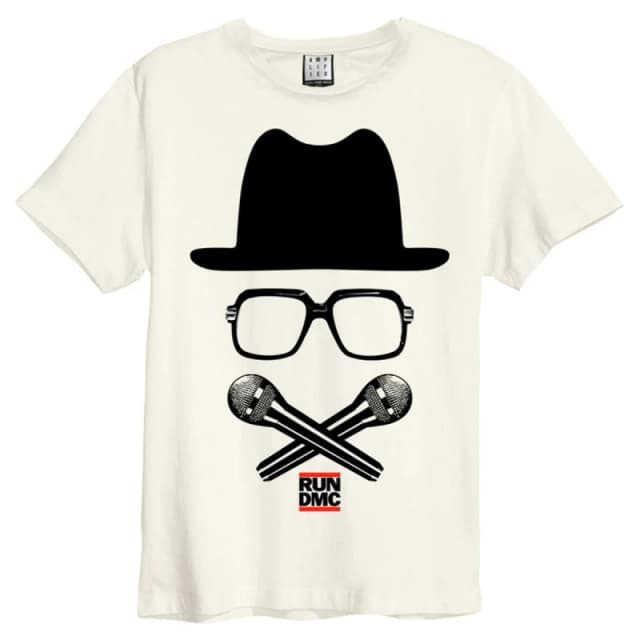 Amplified Amplified Men 2 Mics Run DMC T-Shirt in White Size: X-Small White XS Male 5063417630401