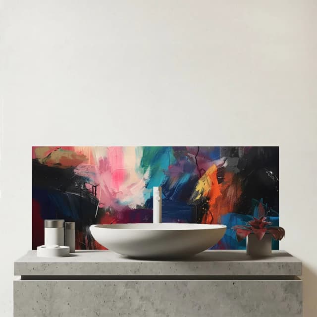 Warren Reed - Designer Cosmic Fusion: Colours Of The Universe Glass Bathroom Splashback Multicolor Unisex