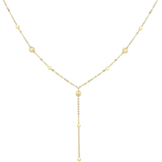 Be You 9ct Gold Diamond Cut Ball Y Necklet Yellow Gold female 17-18in