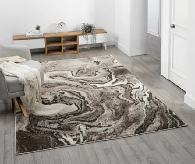 Eleanor Modern Embossed Contemporary Living Room Area Rug - Marble Design,mocha,80 X 150 Cm