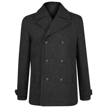 Jack Wills Bickmoor Wool Blend Pea Coat - Charcoal