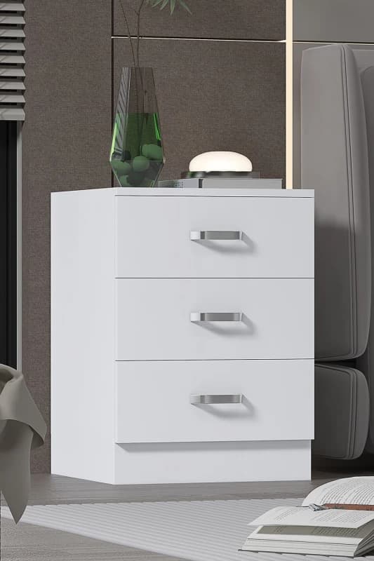FWStyle 5 Drawer Tall Slim Space Saving Chest Of Drawers - Matt White White