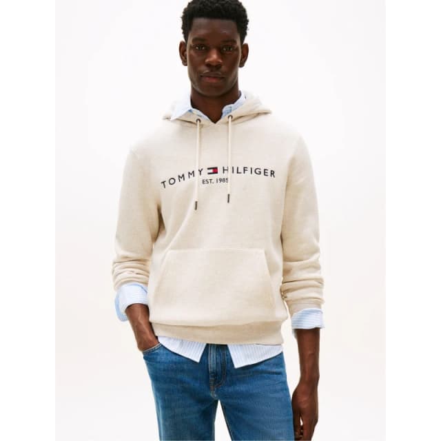Tommy Hilfiger Logo Hoodie Oatmilk male S