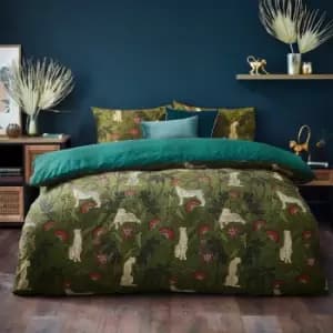 Furn. Tropica Cheetah Duvet Cover and Pillowcase Set Green/Pink