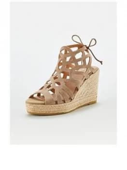 Kanna Ines20 Esapdrille Platform Wedge Sandal - Beige