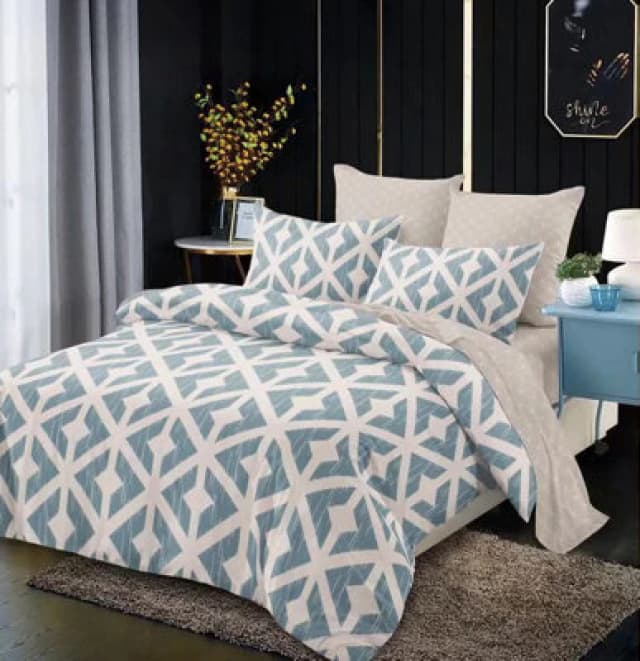 Ezysleep Ezysleep Aztec Blue Printed Duvet Cover Set Size: Double Blue Double Unisex 0753775273215