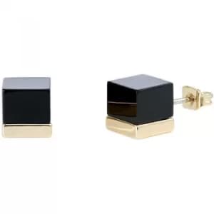 Ladies Karen Millen Gold Plated Geo Cube Stud Earrings