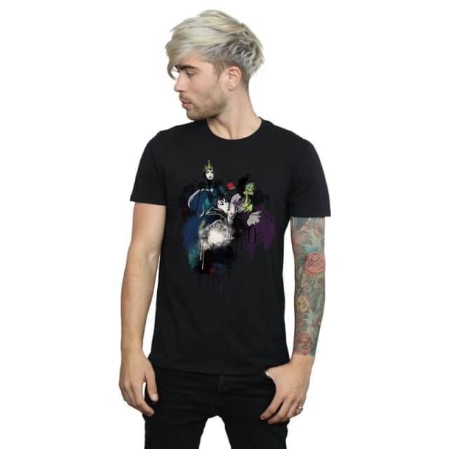 Disney Men Villains Sketch T-Shirt in Black Size: Small Black S Male 5057736925294
