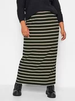 Yours Yours Rib Stripe Skirt Black Based Toffe, Black, Size 14, Women