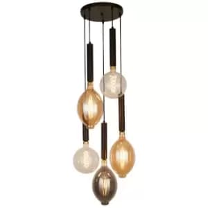 Searchlight Dulwich 5 Light Mu Lighti Drop Ceiling Pendant, Black