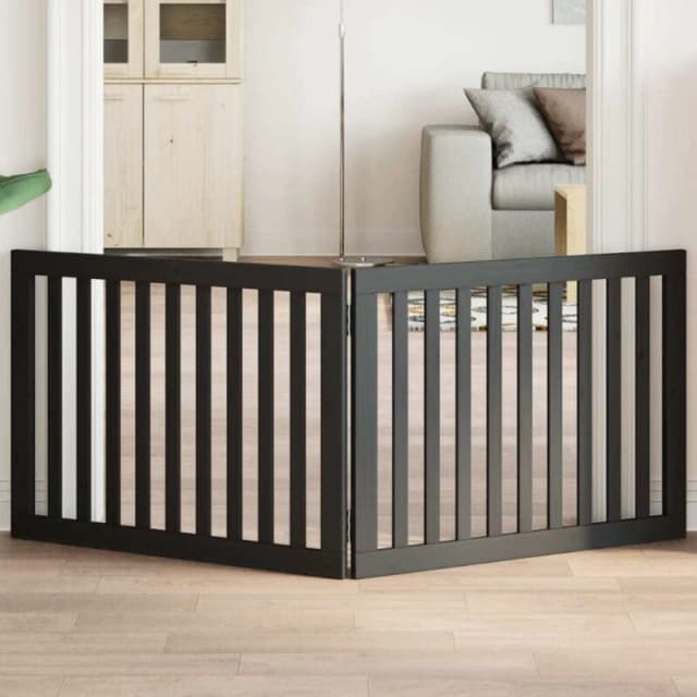 vidaXL Dog Gate Foldable 2 Panels Black 160cm Poplar Wood, Black 352256