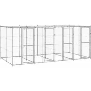 Vidaxl - Outdoor Dog Kennel Galvanised Steel with Roof 9.68 m² Silver