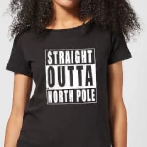 Straight Outta North Pole Womens T-Shirt - Black - 3XL - Black