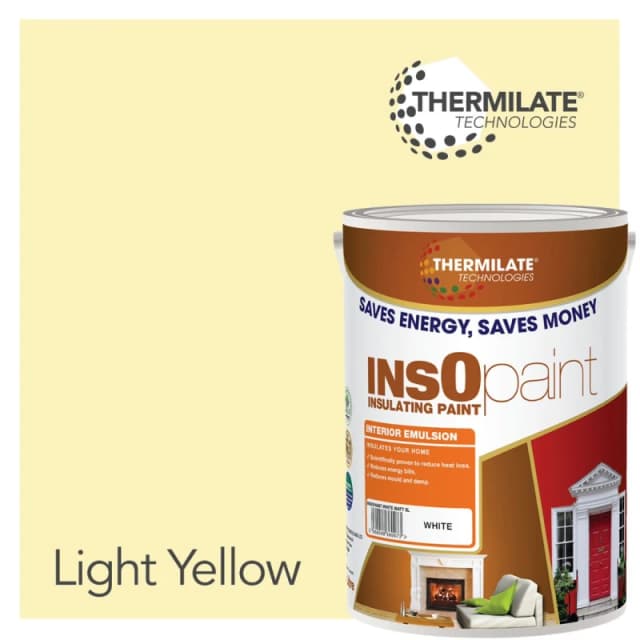 Thermilate Technologies Insopaint Interior Emulsion Paint - Anti Mould, Insulating & Snergy Saving For Interior Walls & Ceilings - Light Yellow