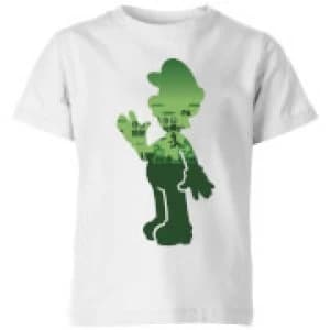 Nintendo Super Mario Luigi Silhouette Kid's T-Shirt - White - 11-12 Years